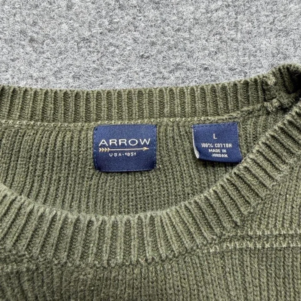 Vtg Arrow‎ green knit sweater men's size large